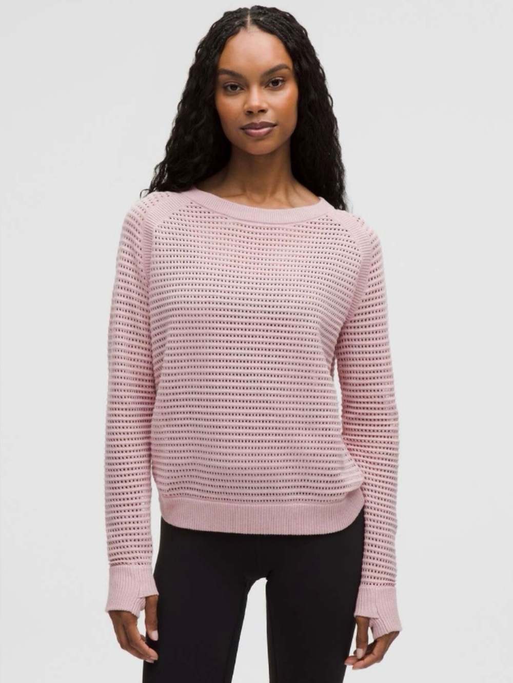 NWT Lululemon Pointelle-Knit Cotton Sweater in Pink Haze